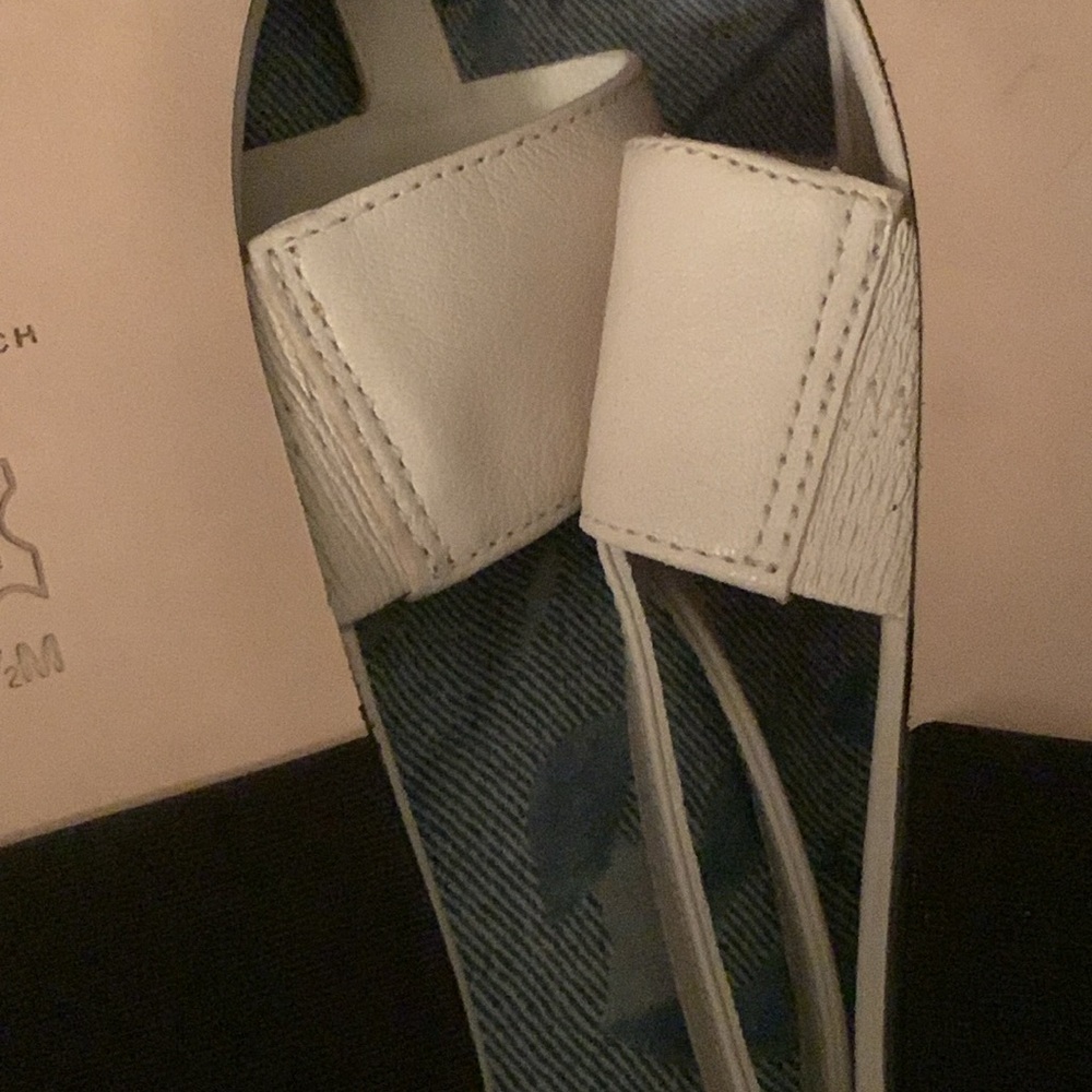 TORY BURCH Eleanor Thong Toe Logo Sandals GOAT LEATHER/Light cream size 8 - Picture 7 of 10